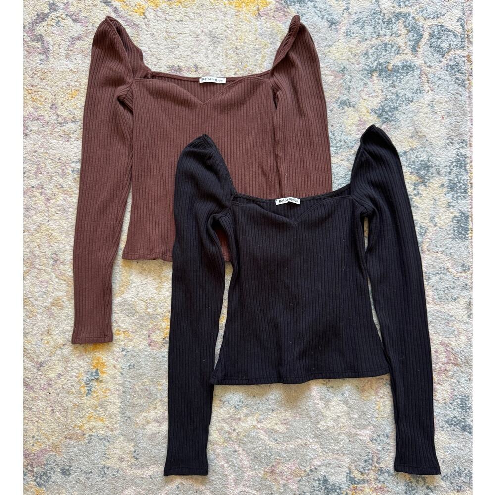 Reformation Ribbed Sweetheart Long Sleeve Tops (Selling 2!)